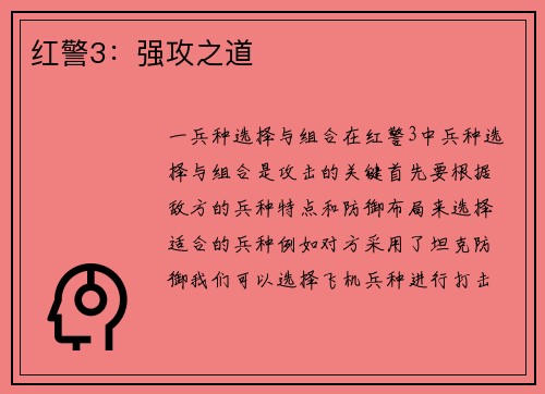 红警3：强攻之道